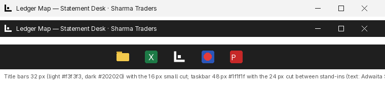 Folio in title bars and taskbar